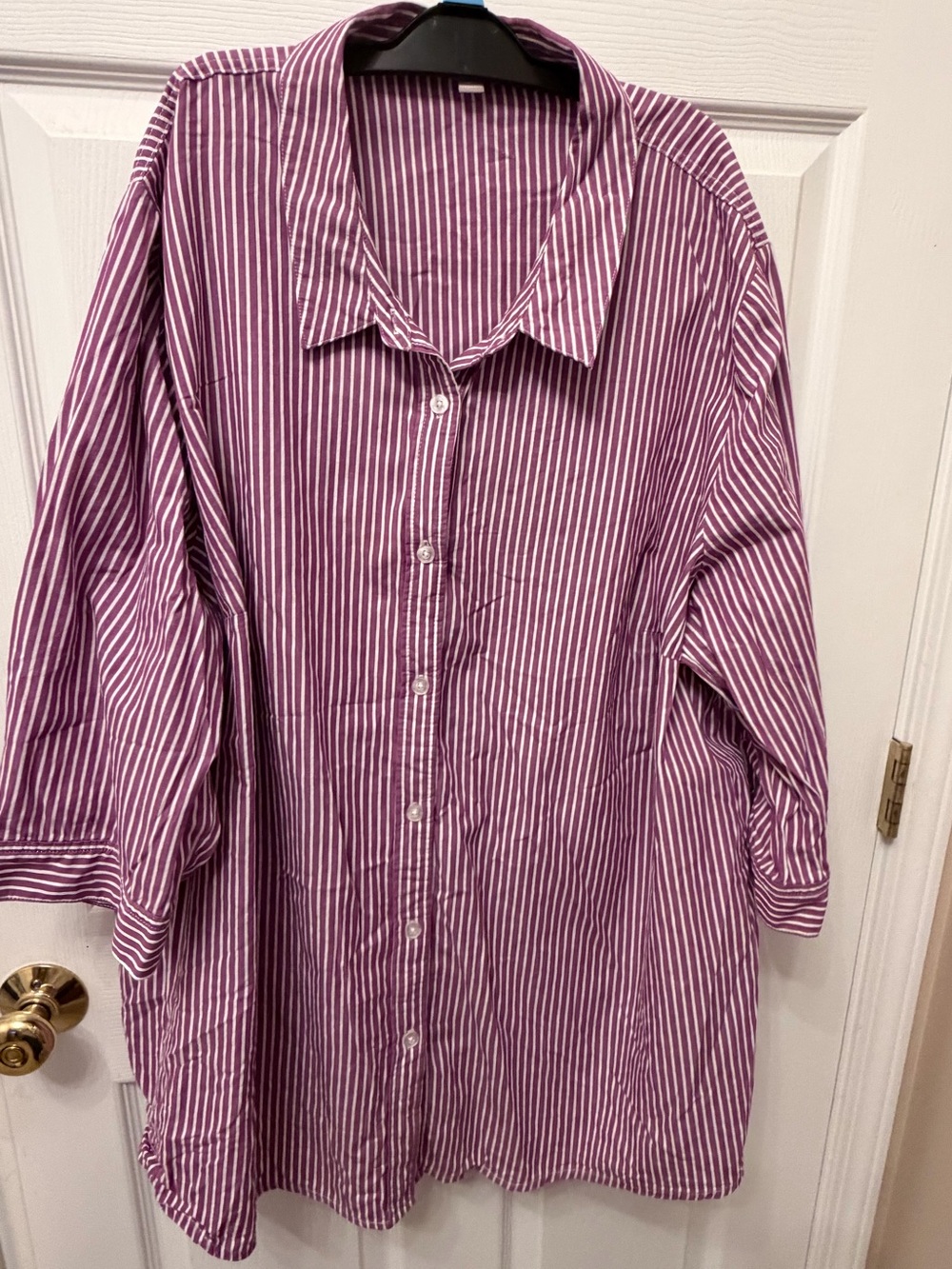 Woman Within Purple and White Striped Button-Up Shirt Size 3X